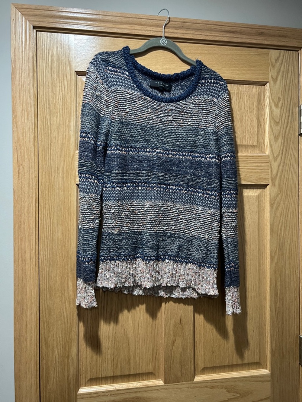rag & bone Navy and Cream Marled Crewneck Sweater